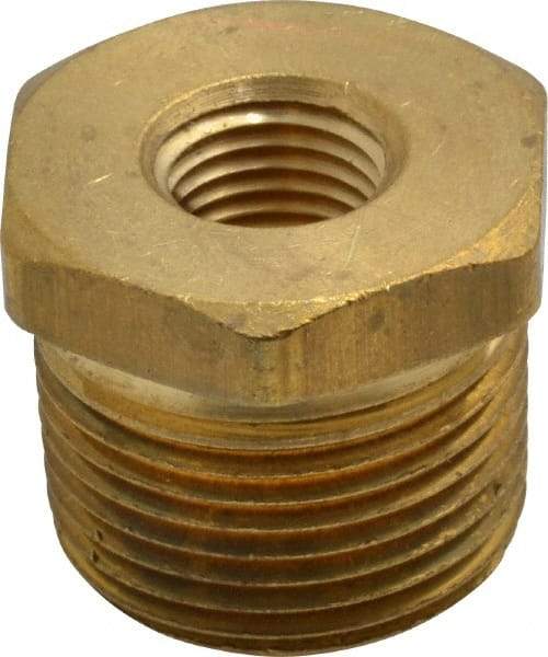 Parker - 3/4 Male Thread x 1/4 Female Thread, Brass Industrial Pipe Hex Bushing - MNPTF x FNPTF, 1,000 psi - Apex Tool & Supply