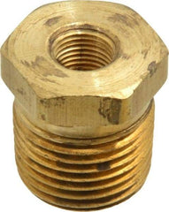 Parker - 1/2 Male Thread x 1/8 Female Thread, Brass Industrial Pipe Hex Bushing - MNPTF x FNPTF, 1,000 psi - Apex Tool & Supply