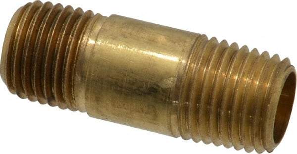 Parker - 1/4 Male Thread, Brass Industrial Pipe Long Nipple - MNPTF, 1,000 psi - Apex Tool & Supply