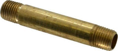 Parker - 1/4 Male Thread, Brass Industrial Pipe Long Nipple - MNPTF, 1,000 psi - Apex Tool & Supply