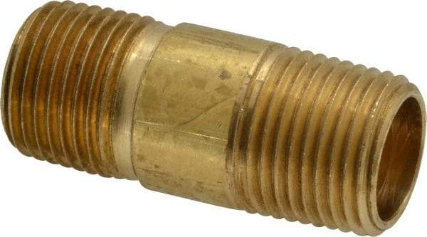 Parker - 1/2 Male Thread, Brass Industrial Pipe Long Nipple - MNPTF, 1,000 psi - Apex Tool & Supply