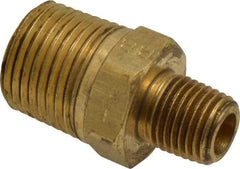 Parker - 1/2 x 1/4 Male Thread, Brass Industrial Pipe Hex Nipple - MNPTF, 1,000 psi - Apex Tool & Supply