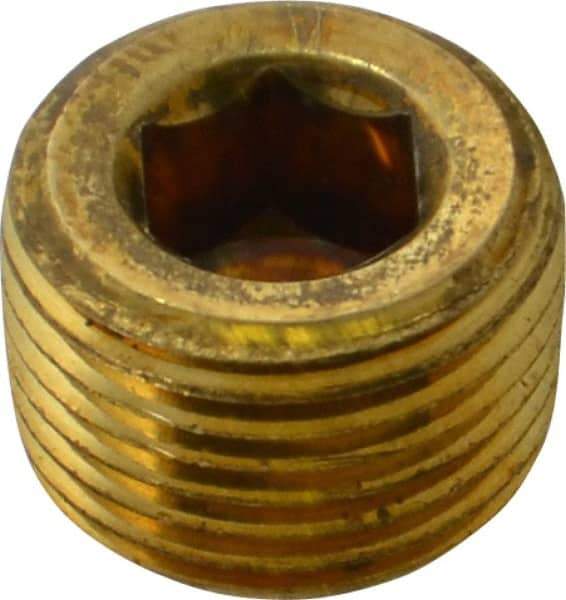 Parker - 3/8 Male Thread, Brass Industrial Pipe Hollow Hex Plug - MNPTF, 1,000 psi - Apex Tool & Supply