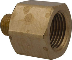 Parker - 1/8 Male Thread x 3/8 Female Thread, Brass Industrial Pipe Adapter - MNPTF x FNPTF, 1,000 psi - Apex Tool & Supply