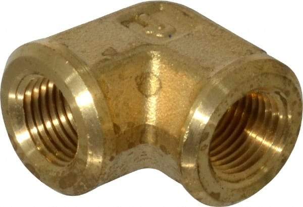 Parker - 1/8 Female Thread, Brass Industrial Pipe 90° Female Elbow - FNPTF, 1,000 psi - Apex Tool & Supply
