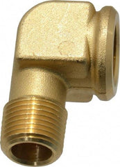 Parker - 3/8 Male Thread x 3/8 Female Thread, Brass Industrial Pipe 90° Street Elbow - MNPTF x FNPTF, 1,000 psi - Apex Tool & Supply