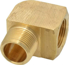 Parker - 3/4 Male Thread x 3/4 Female Thread, Brass Industrial Pipe 90° Street Elbow - MNPTF x FNPTF, 1,000 psi - Apex Tool & Supply