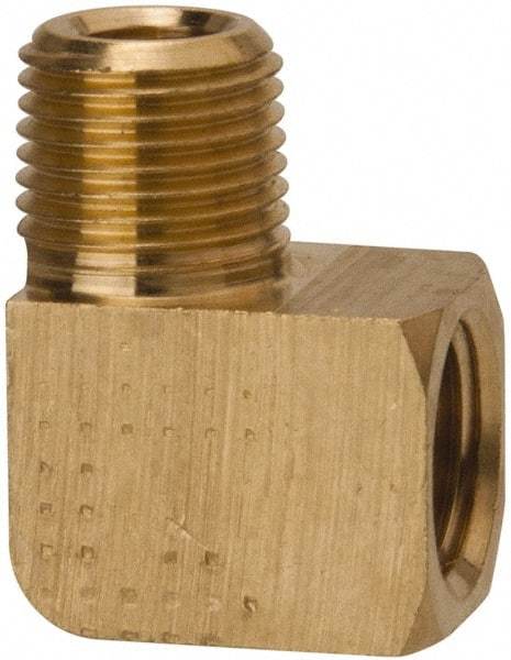 Parker - 1/8 Male Thread x 1/8 Female Thread, Brass Industrial Pipe 90° Street Elbow - MNPTF x FNPTF, 1,000 psi - Apex Tool & Supply