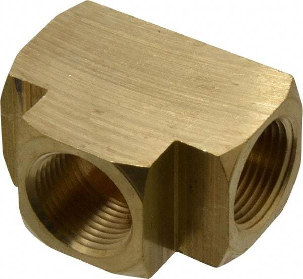 Parker - 3/4 Female Thread, Brass Industrial Pipe Female Tee - FNPTF, 1,000 psi - Apex Tool & Supply