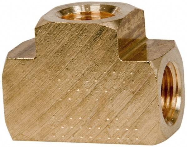 Parker - 1/2 Female Thread, Brass Industrial Pipe Female Tee - FNPTF, 1,000 psi - Apex Tool & Supply