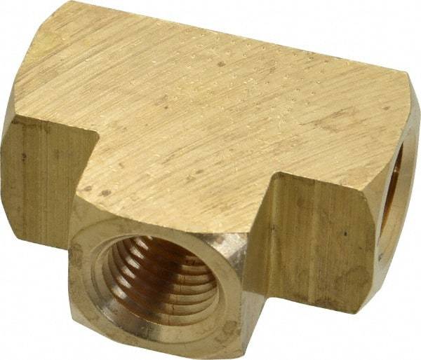 Parker - 1/4 Female Thread, Brass Industrial Pipe Female Tee - FNPTF, 1,000 psi - Apex Tool & Supply