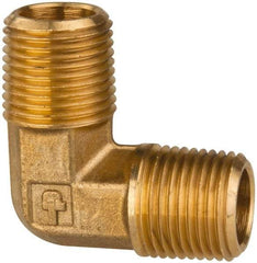 Parker - 1/2 Male Thread, Brass Industrial Pipe 90° Male Elbow - MNPTF, 1,000 psi - Apex Tool & Supply