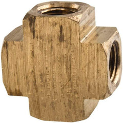 Parker - 1/8 Female Thread, Brass Industrial Pipe Female Cross - FNPTF, 1,000 psi - Apex Tool & Supply