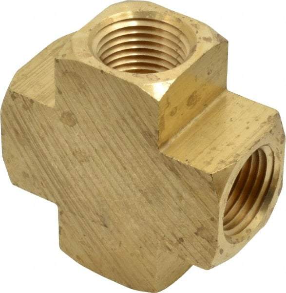 Parker - 1/2 Female Thread, Brass Industrial Pipe Female Cross - FNPTF, 1,000 psi - Apex Tool & Supply