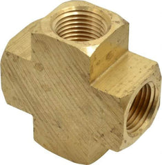 Parker - 1/2 Female Thread, Brass Industrial Pipe Female Cross - FNPTF, 1,000 psi - Apex Tool & Supply