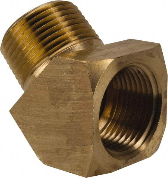 Parker - 3/4 Male Thread x 3/4 Female Thread, Brass Industrial Pipe 45° Street Elbow - MNPTF x FNPTF, 1,000 psi - Apex Tool & Supply