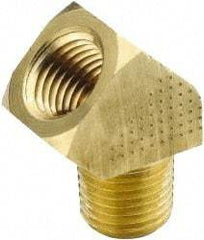 Parker - 1/4 Male Thread x 1/4 Female Thread, Brass Industrial Pipe 45° Street Elbow - MNPTF x FNPTF, 1,000 psi - Apex Tool & Supply