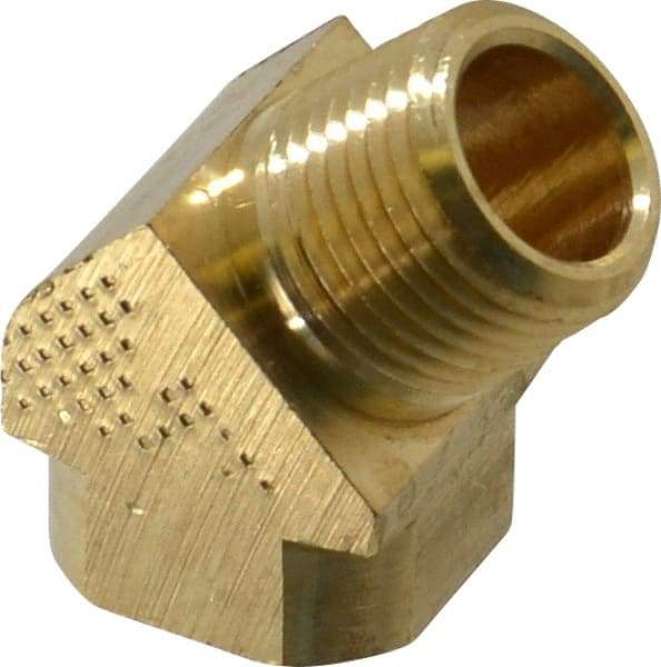 Parker - 3/8 Male Thread x 3/8 Female Thread, Brass Industrial Pipe 45° Street Elbow - MNPTF x FNPTF, 1,000 psi - Apex Tool & Supply