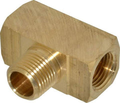 Parker - 1/2 Male Thread x 1/2 Female Thread, Brass Industrial Pipe Male Branch Tee - MNPTF x FNPTF, 1,000 psi - Apex Tool & Supply