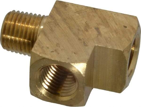 Parker - 1/4 Male Thread x 1/4 Female Thread, Brass Industrial Pipe Street Tee - MNPTF x FNPTF, 1,000 psi - Apex Tool & Supply