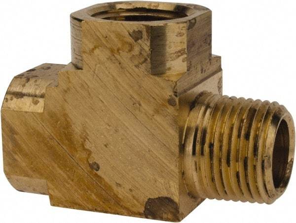 Parker - 3/8 Male Thread x 3/8 Female Thread, Brass Industrial Pipe Street Tee - MNPTF x FNPTF, 1,000 psi - Apex Tool & Supply