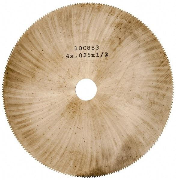 Made in USA - 4" Diam x 0.025" Blade Thickness, 1/2" Arbor Hole Diam, 220 Teeth, Solid Carbide Jeweler's Saw - Uncoated - Apex Tool & Supply