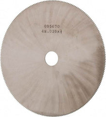 Made in USA - 4" Diam x 0.028" Blade Thickness, 1/2" Arbor Hole Diam, 220 Teeth, Solid Carbide Jeweler's Saw - Uncoated - Apex Tool & Supply