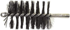 Schaefer Brush - 4-1/2" Brush Length, 3-1/4" Diam, Double Stem, Single Spiral Flue Brush - 7-1/2" Long, Tempered Steel Wire, 1/4" NPSM Male Connection - Apex Tool & Supply