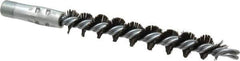 Schaefer Brush - 4-1/2" Brush Length, 3/4" Diam, Double Stem, Single Spiral Flue Brush - 7-1/2" Long, Tempered Steel Wire, 1/4" NPSM Male Connection - Apex Tool & Supply