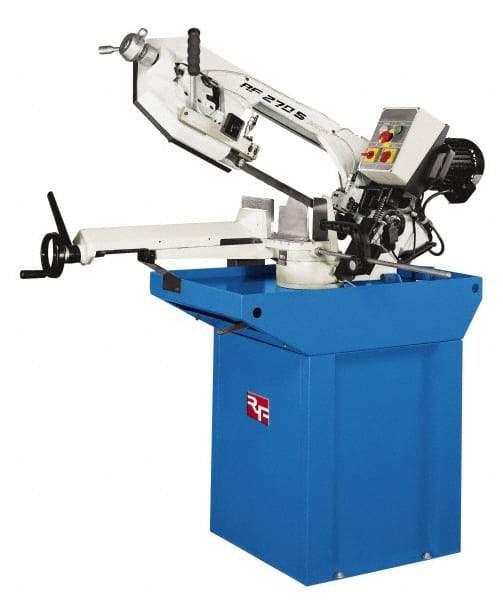 Enco - 9-3/8 x 6-1/4" Max Capacity, Manual Geared Head Horizontal Bandsaw - 138 & 276 SFPM Blade Speed, 220 Volts, 45 & 60°, 1.5 hp, 3 Phase - Apex Tool & Supply