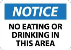 NMC - "Notice - No Eating or Drinking in This Area", 10" Long x 14" Wide, Aluminum Safety Sign - Rectangle, 0.04" Thick, Use for Security & Admittance - Apex Tool & Supply