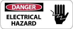 NMC - "Danger - Electrical Hazard", 7" Long x 17" Wide, Pressure-Sensitive Vinyl Safety Sign - Rectangle, 0.004" Thick, Use for Accident Prevention - Apex Tool & Supply
