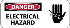 NMC - "Danger - Electrical Hazard", 7" Long x 17" Wide, Pressure-Sensitive Vinyl Safety Sign - Rectangle, 0.004" Thick, Use for Accident Prevention - Apex Tool & Supply