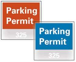 NMC - Parking Permit (301-400), 3 Inch Wide x 3 Inch High, Vinyl Traffic Sign - Blue, Square - Apex Tool & Supply