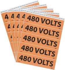 NMC - Electrical Markers Label - Legend: 480 Volts, English, Black & Orange, 9" Long x 2-1/4" High, Sign Muscle Finish - Apex Tool & Supply