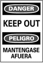 NMC - "Danger - Keep Out", 20" Long x 14" Wide, Pressure-Sensitive Vinyl Safety Sign - Rectangle, 0.004" Thick, Use for Accident Prevention - Apex Tool & Supply