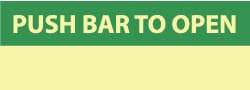 NMC - Push Bar to Open, Pressure Sensitive Vinyl Exit Sign - 14" Wide x 5" High, Glow-in-the-Dark - Apex Tool & Supply