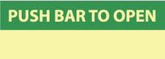 NMC - Push Bar to Open, Pressure Sensitive Vinyl Exit Sign - 14" Wide x 5" High, Glow-in-the-Dark - Apex Tool & Supply