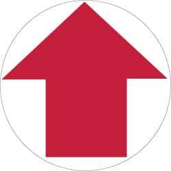 NMC - Anti-Skid Pressure-Sensitive Vinyl Floor Sign - Round, Red on White, Adhesive Backed, For Exit, Entrance & Directional - Apex Tool & Supply