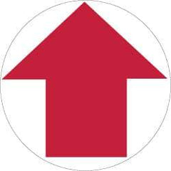 NMC - Anti-Skid Pressure-Sensitive Vinyl Floor Sign - Round, Red on White, Adhesive Backed, For Exit, Entrance & Directional - Apex Tool & Supply