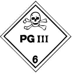 NMC - Safety & Facility Label - Legend: PG III, English, Black & White, 4" Long x 4" High, Sign Muscle Finish - Apex Tool & Supply