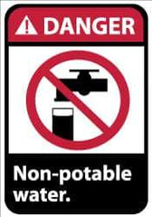 NMC - "Danger - Non-Potable Water", 14" Long x 10" Wide, Aluminum Safety Sign - Rectangle, 0.04" Thick, Use for Restroom, Janitorial & Housekeeping - Apex Tool & Supply