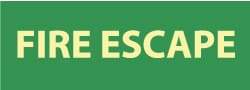 NMC - Fire Escape, Pressure Sensitive Vinyl Fire Sign - 14" Wide x 5" High, Glow-in-the-Dark - Apex Tool & Supply