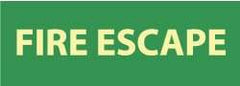 NMC - Fire Escape, Plastic Fire Sign - 14" Wide x 5" High, Glow-in-the-Dark - Apex Tool & Supply
