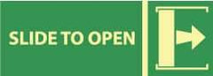 NMC - Slide to Open, Plastic Exit Sign - 14" Wide x 5" High, Glow-in-the-Dark - Apex Tool & Supply