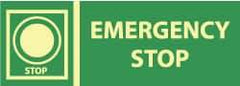 NMC - "Emergency Stop", 5" Long x 14" Wide, Rigid Plastic Safety Sign - Rectangle, 0.05" Thick, Use for Accident Prevention - Apex Tool & Supply