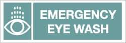 NMC - "Emergency Eye Wash", 5" Long x 14" Wide, Pressure-Sensitive Vinyl Safety Sign - Rectangle, 0.004" Thick, Use for First Aid - Apex Tool & Supply