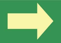 NMC - Right Arrow (Graphic), Plastic Exit Sign - 10" Wide x 7" High, Glow-in-the-Dark - Apex Tool & Supply