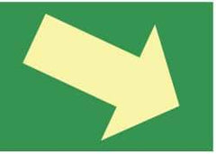 NMC - Right Down Arrow (Graphic), Plastic Exit Sign - 10" Wide x 7" High, Glow-in-the-Dark - Apex Tool & Supply