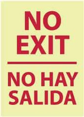 NMC - No Exit, Pressure Sensitive Vinyl Exit Sign - 14" Wide x 20" High, English/Spanish, Glow-in-the-Dark - Apex Tool & Supply